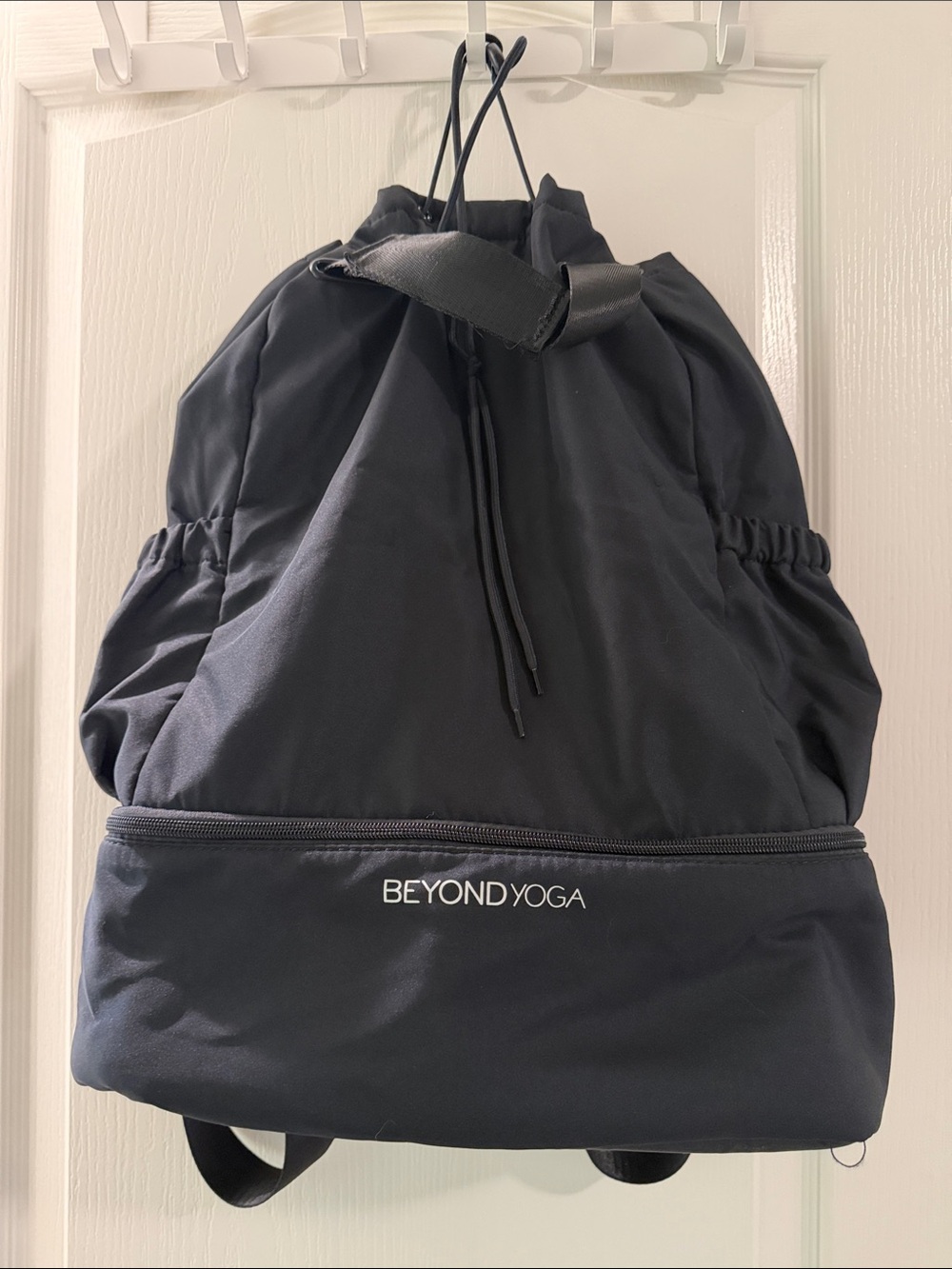 Beyond Yoga Black Drawstring Gym Backpack with Logo